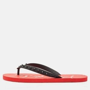 Christian Louboutin men’s loubi flip flat black loubi pvc rubber sandal sz 46